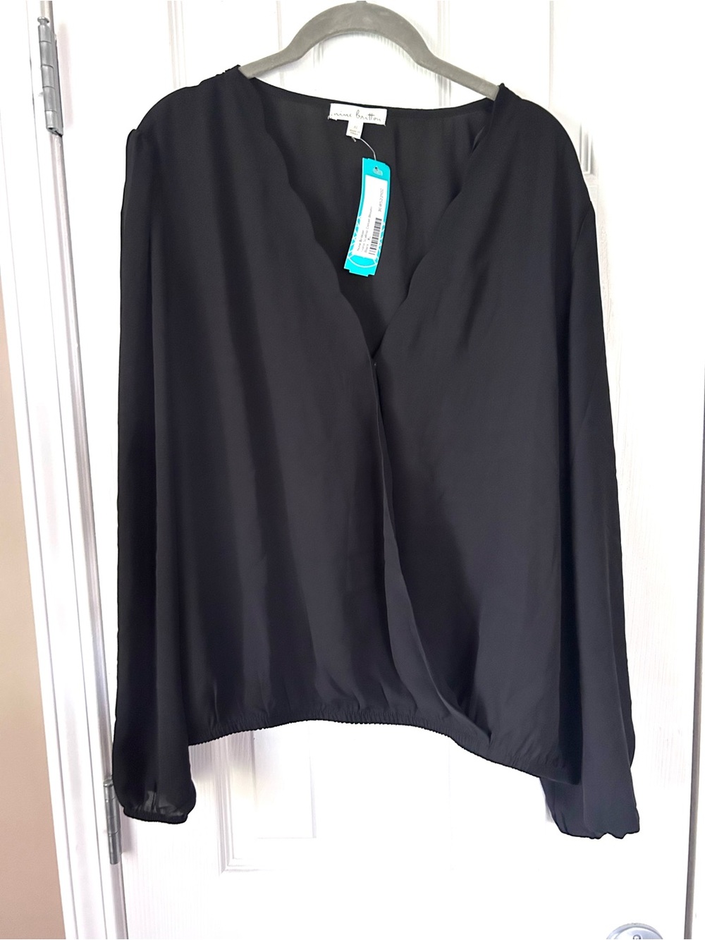 Nine Britton Black Surplice Wrap Blouse Size XL Stitch Fix